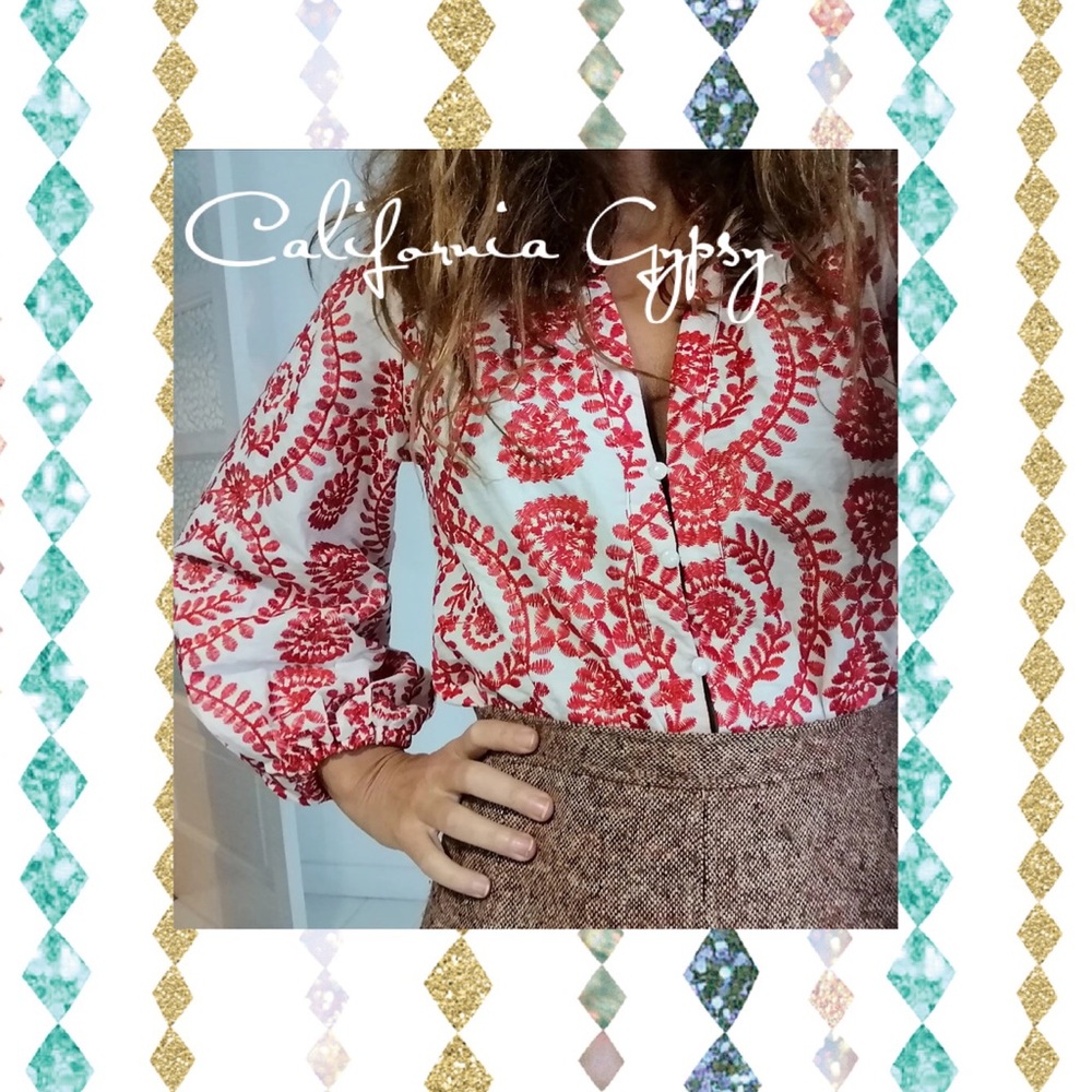 Embroidered Bohemian Floral Blouse - Picture 6 of 14